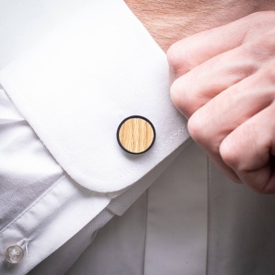 Obrazek 2 dla: Spinki do mankietów Bewood  Dąb  Black  18mm